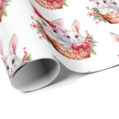 Schattigee kerstkonijntjes in een mandje cadeaupapier (Rol Hoek)