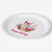 Schattigee kerstkonijntjes in een mandje papieren bordje (Gekanteld)