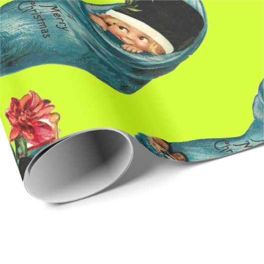 Schattigee kerstkous, klein kind, groen cadeaupapier (Rol Hoek)