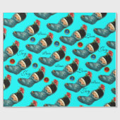 Schattigee kerstkous, klein kind turquoise cadeaupapier (Vlak)
