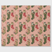 Schattigee kerstkousen met Kittens Cadeaupapier (Vlak)
