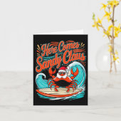 Schattigee Kerstkrab Pun Santa Hat Kaart (Gele Bloem)