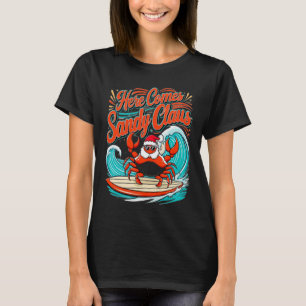 Schattigee Kerstkrab Pun Santa Hat T-shirt