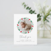 Schattigee Kerstkrans Baby shower Dank u Briefkaart (Staand voorkant)