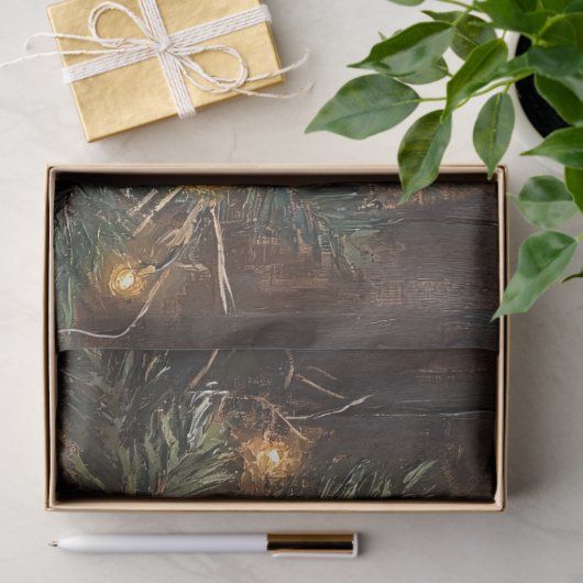 Schattigee Kerstlam Rustieke Schilderij Decoupage Tissuepapier (Geschenk)