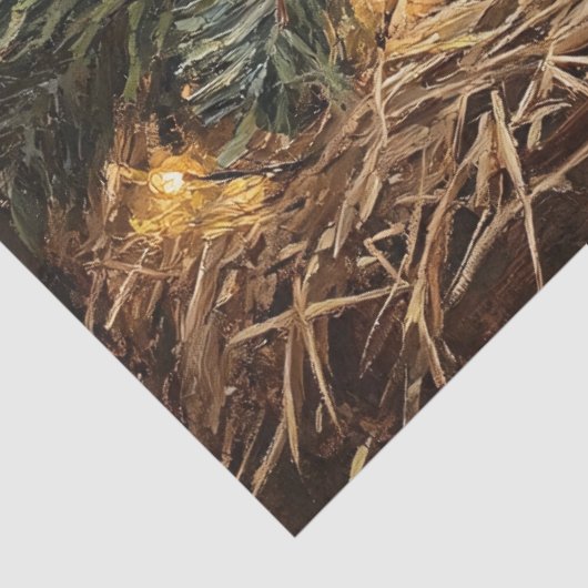 Schattigee Kerstlam Rustieke Schilderij Decoupage Tissuepapier (Detail)