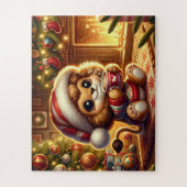 Schattigee kerstleeuw legpuzzel (Verticaal)