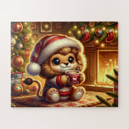 Schattigee kerstleeuw legpuzzel