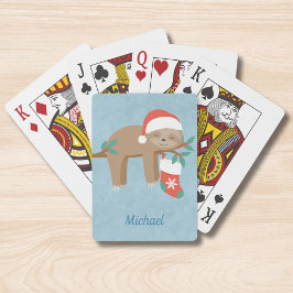Schattigee Kerstluiaard Gepersonaliseerde naam Pokerkaarten