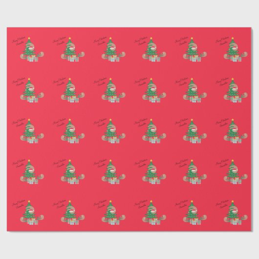 Schattigee kerstluiaard vakantie gepersonaliseerd cadeaupapier (Vlak)