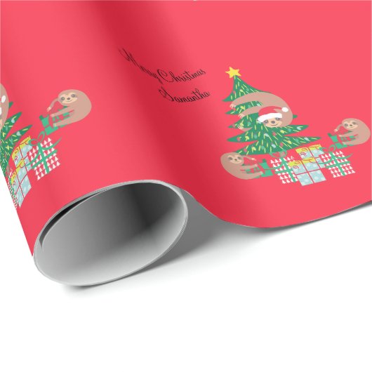 Schattigee kerstluiaard vakantie gepersonaliseerd cadeaupapier (Rol Hoek)