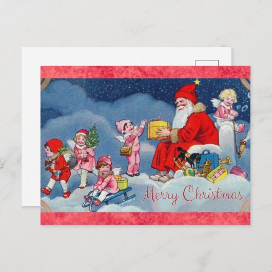 Schattigee  Kerstman Angels Briefkaart (Voorkant / Achterkant)