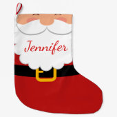 Schattigee kerstman baard en riem gepersonaliseerd grote kerstsok (Voorkant)