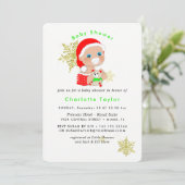 Schattigee Kerstman Baby shower Uitnodigen Kaart (Staand voorkant)