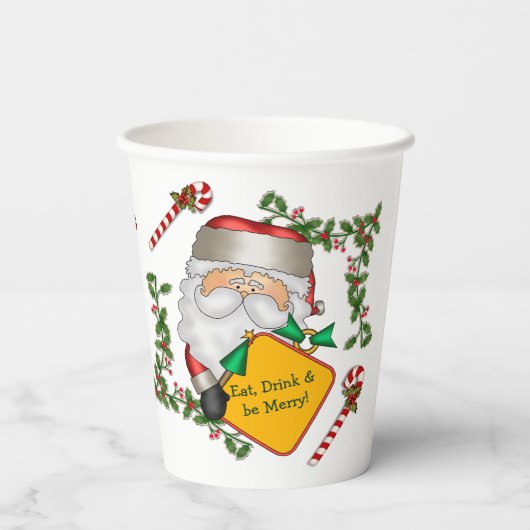 Schattigee Kerstman Berichtenbord Kerstmis Papieren Bekers (Achterkant)