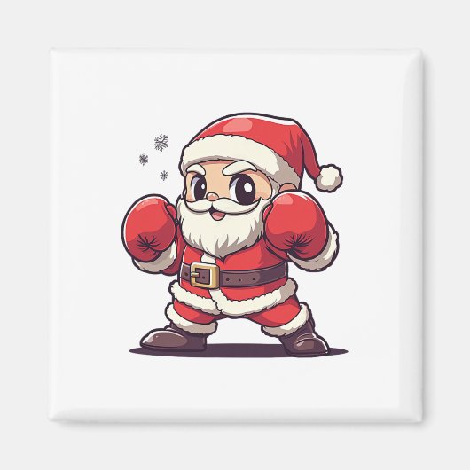 Schattigee Kerstman Boksen - Kerstfeest-thema Magneet (Voorkant)