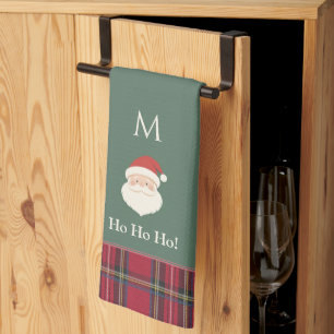 Schattigee Kerstman Custom Monogram Kerst Theedoek