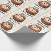 Schattigee kerstman egel cadeaupapier (Hoek)