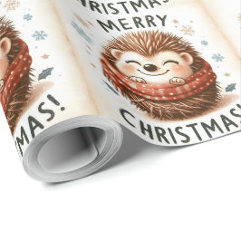 Schattigee kerstman egel cadeaupapier