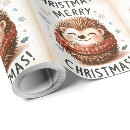 Schattigee kerstman egel cadeaupapier (Rol Hoek)