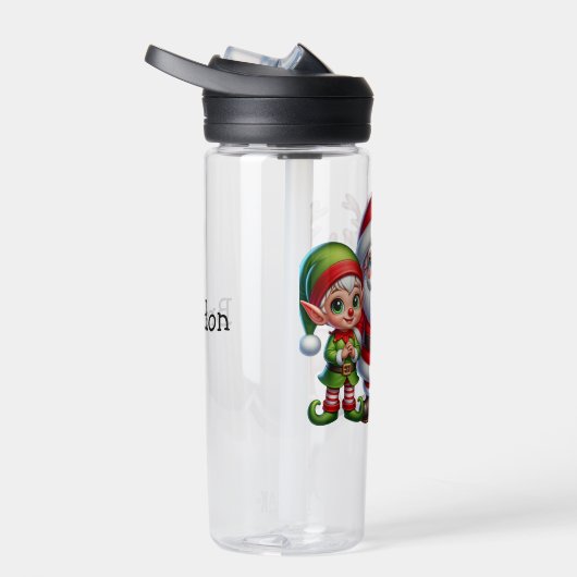 Schattigee Kerstman Elf en Rendier Kerstmis Gepers Waterfles (Rechts)