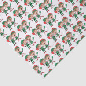 Schattigee Kerstman Elfen spelen Pickleball Tissuepapier (Detail)