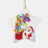 Schattigee Kerstman en Cadeaudoos Kerstversiering Keramisch Ornament (Rechts)
