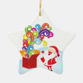 Schattigee Kerstman en Cadeaudoos Kerstversiering Keramisch Ornament (Voorkant)