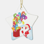 Schattigee Kerstman en Cadeaudoos Kerstversiering Keramisch Ornament (Links)