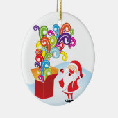 Schattigee Kerstman en Cadeaudoos Kerstversiering Keramisch Ornament (Rechts)