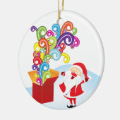 Schattigee Kerstman en Cadeaudoos Kerstversiering Keramisch Ornament (Links)
