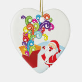 Schattigee Kerstman en Cadeaudoos Kerstversiering Keramisch Ornament (Rechts)