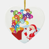 Schattigee Kerstman en Cadeaudoos Kerstversiering Keramisch Ornament (Voorkant)