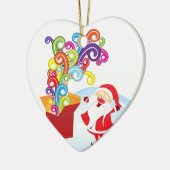 Schattigee Kerstman en Cadeaudoos Kerstversiering Keramisch Ornament (Links)