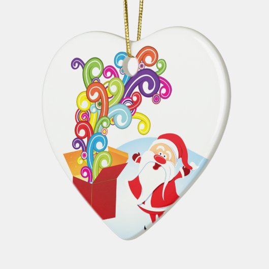 Schattigee Kerstman en Cadeaudoos Kerstversiering Keramisch Ornament (Links)
