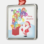 Schattigee Kerstman en Cadeaudoos Kerstversiering Metalen Ornament (Links)