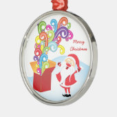 Schattigee Kerstman en Cadeaudoos Kerstversiering Metalen Ornament (Links)