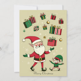 Schattigee kerstman en elf gepersonaliseerde kerst feestdagenkaart