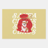 Schattigee kerstman en grappige kersthond Rood en  Inpakpapier Vel (Voorkant 3)