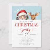 Schattigee kerstman en herten kerstfeestuitnodigin kaart (Voorkant)