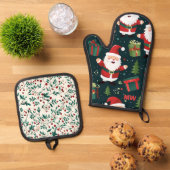 Schattigee Kerstman en Holly Ovenwant & Pannenlap Set (Top down)