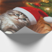 Schattigee Kerstman en Kattenkerst Cadeaupapier (Hoek)