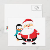 Schattigee kerstman en pinguïn feestdagenkaart (Voorkant / Achterkant)