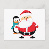 Schattigee kerstman en pinguïn feestdagenkaart (Voorkant)