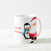 Schattigee kerstman en pinguïn koffiemok (Voorkant rechts)