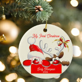Schattigee kerstman en rendier Baby's eerste kerst Keramisch Ornament