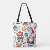 Schattigee kerstman en rendier gepersonaliseerde k tote bag (Achterkant)