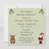 Schattigee kerstman en rendier kerstfeest kaart (Achterkant)