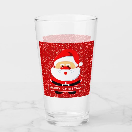 Schattigee kerstman en sneeuwkerst glas (Voorkant)