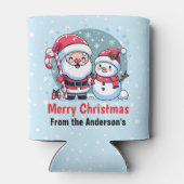 Schattigee Kerstman en Sneeuwman Kerst Custom Blikjeskoeler (Achterkant)